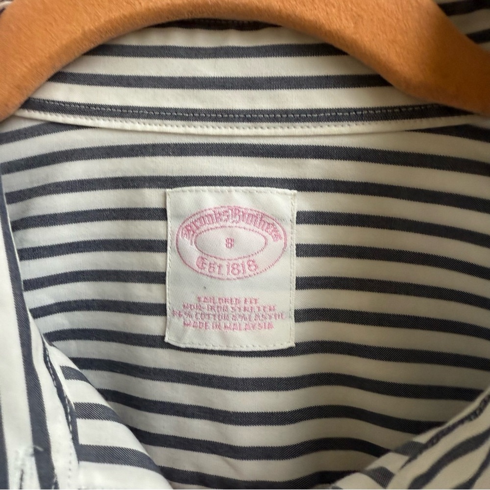 Brooks Brothers striped classic button down shirt cotton embroidered logo Size 8 - Picture 4 of 5